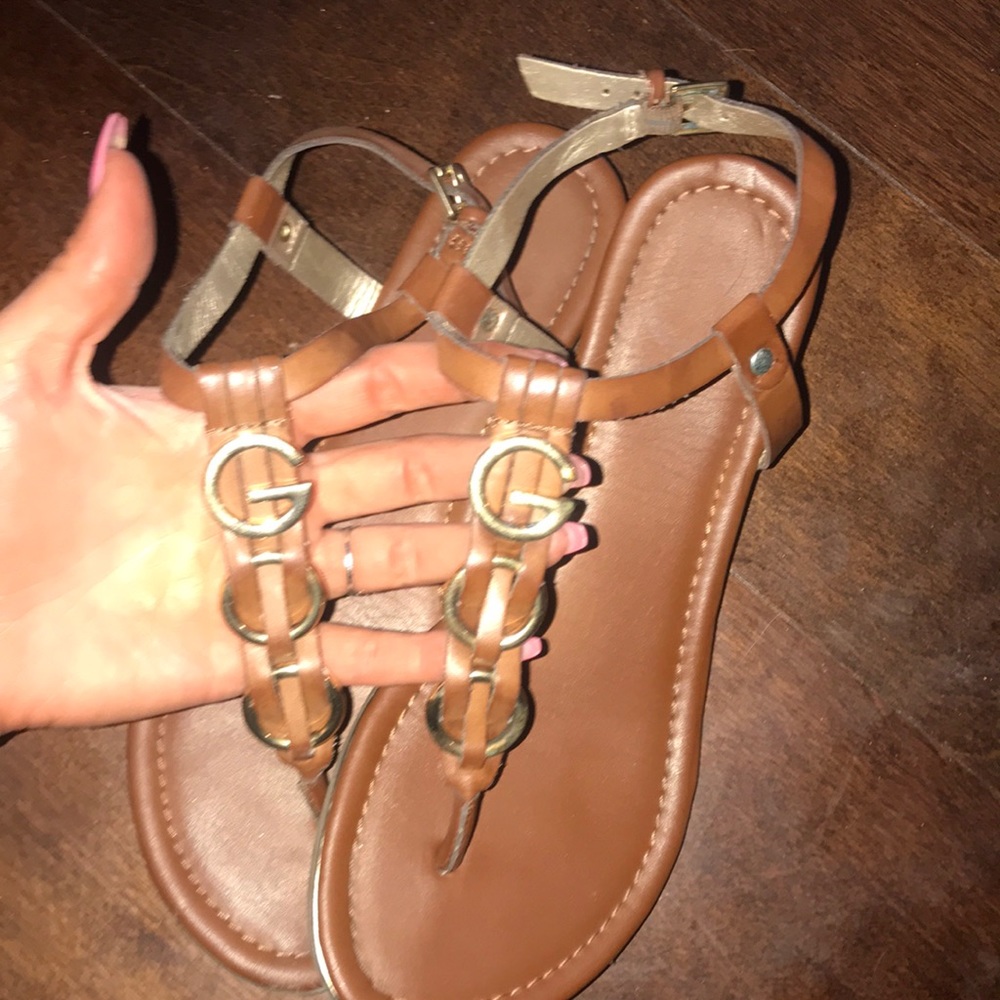 Guess Brown and Gold Sandals